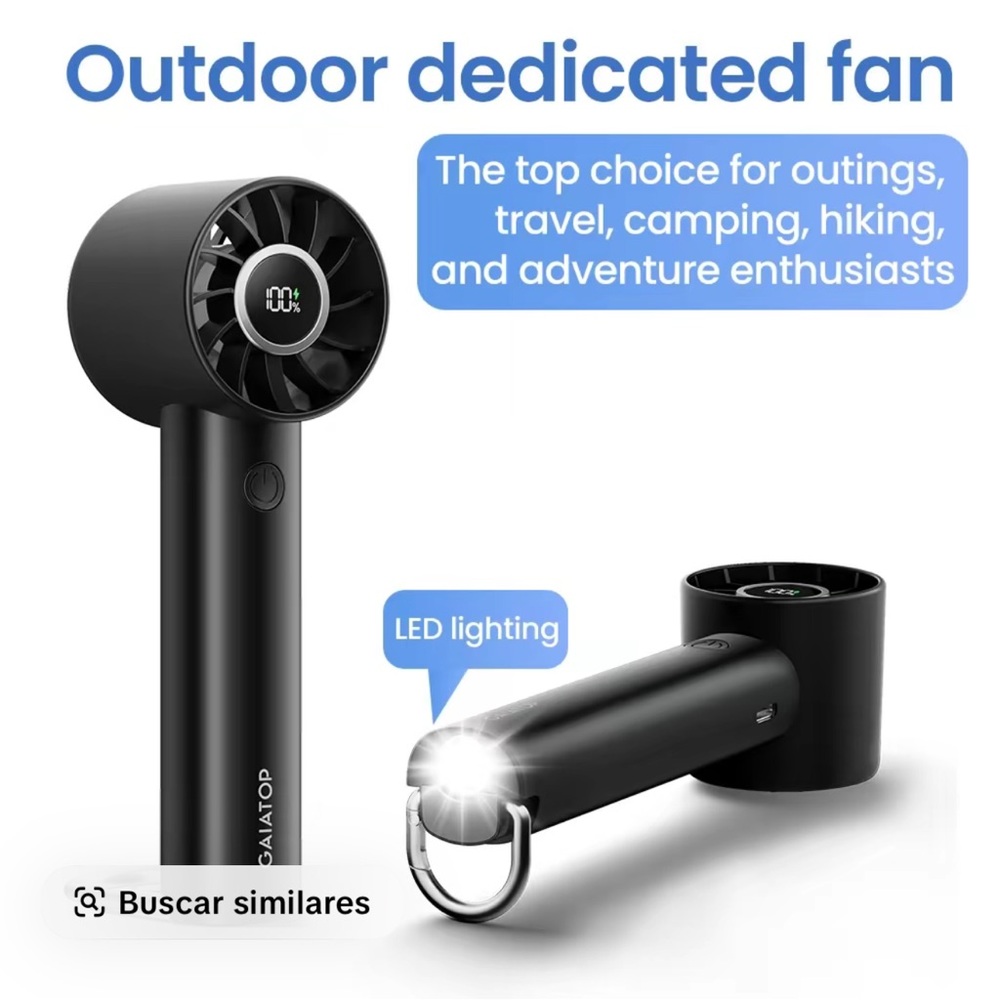 Portable Black Outdoor Fan with LED Light